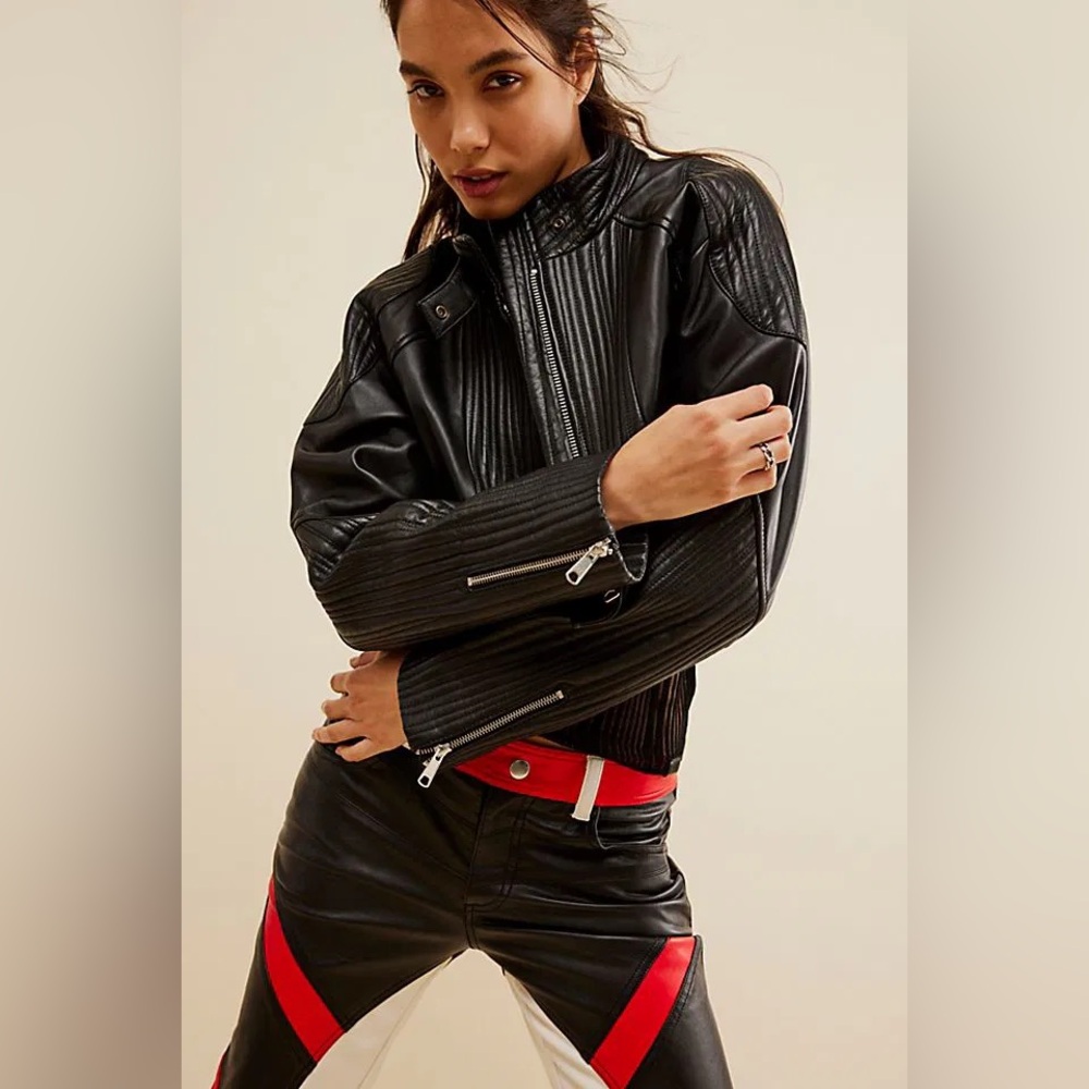 Free People We The Free Trixie Mini Moto Jacket - Picture 3 of 13